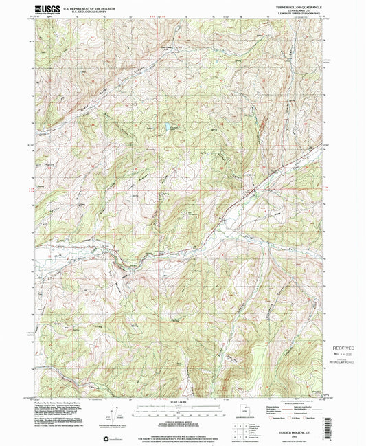 Classic USGS Turner Hollow Utah 7.5'x7.5' Topo Map Image