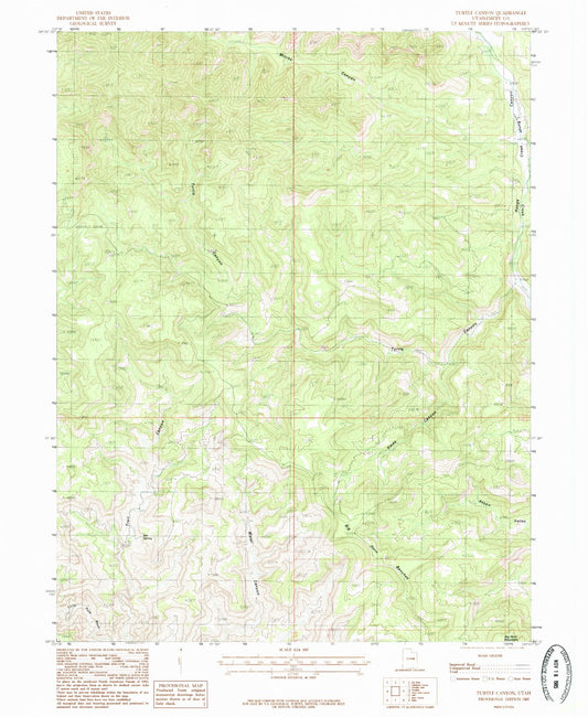 Classic USGS Turtle Canyon Utah 7.5'x7.5' Topo Map Image