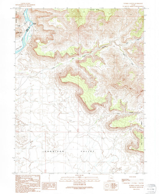 Classic USGS Tusher Canyon Utah 7.5'x7.5' Topo Map Image