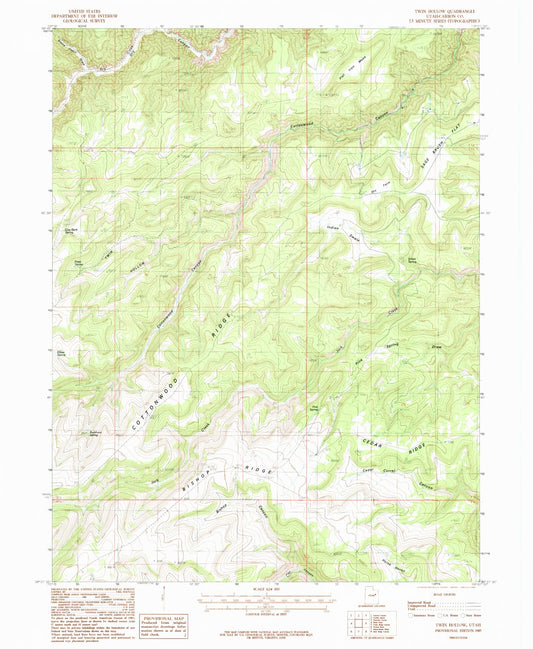 Classic USGS Twin Hollow Utah 7.5'x7.5' Topo Map Image