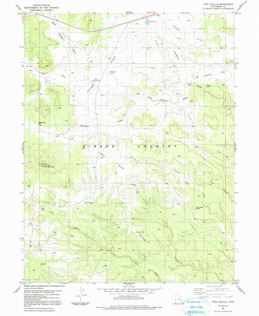 Classic USGS Twin Knolls Utah 7.5'x7.5' Topo Map Image