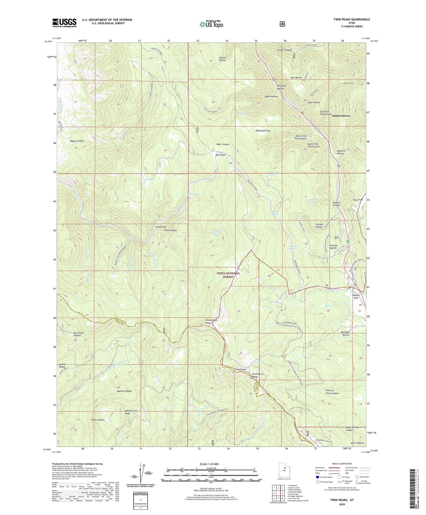 Twin Peaks Utah US Topo Map Image