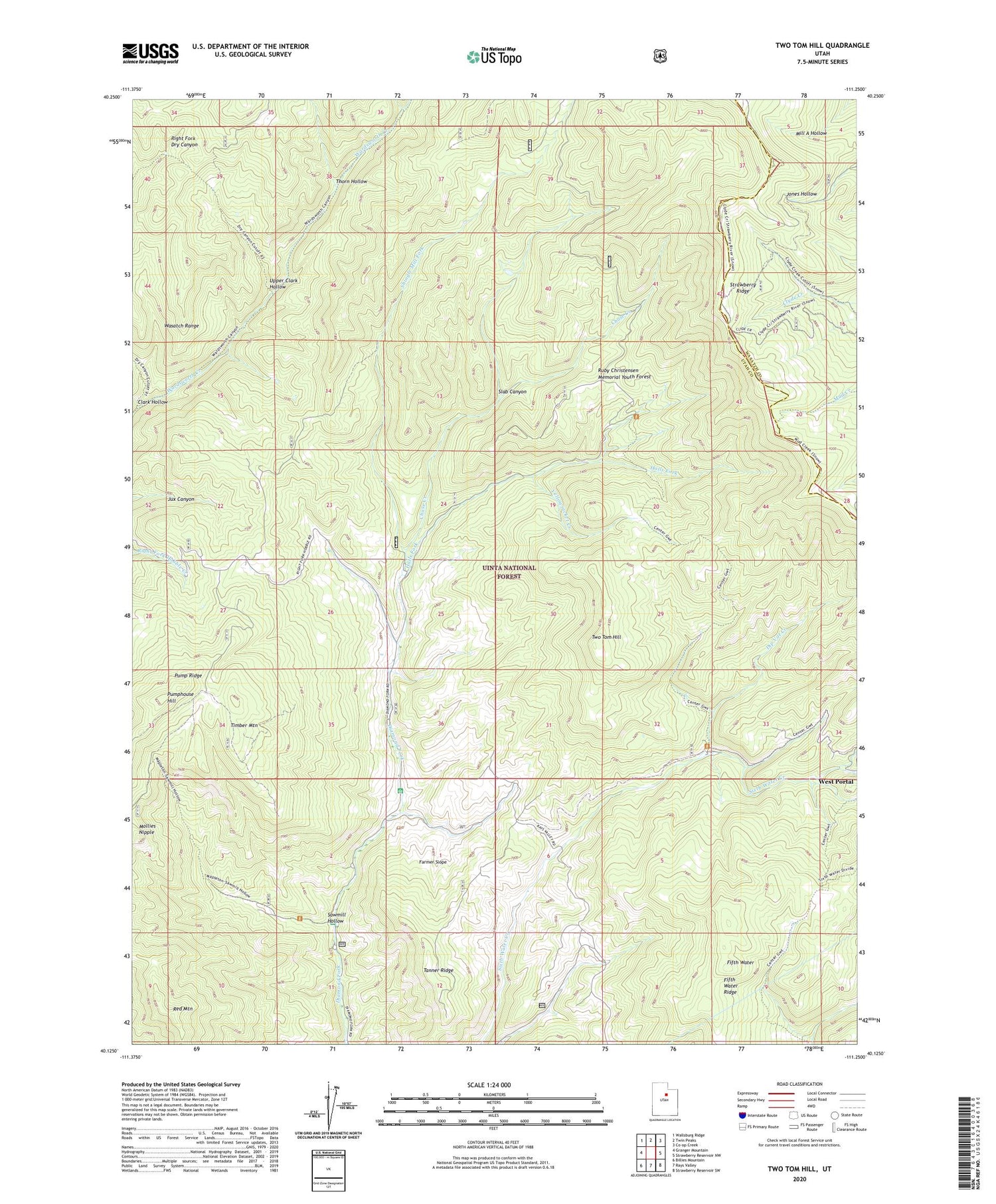 Two Tom Hill Utah US Topo Map Image