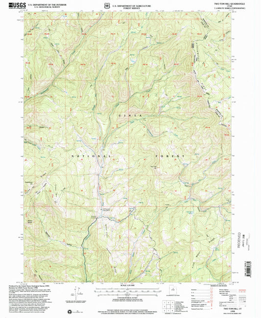 Classic USGS Two Tom Hill Utah 7.5'x7.5' Topo Map Image
