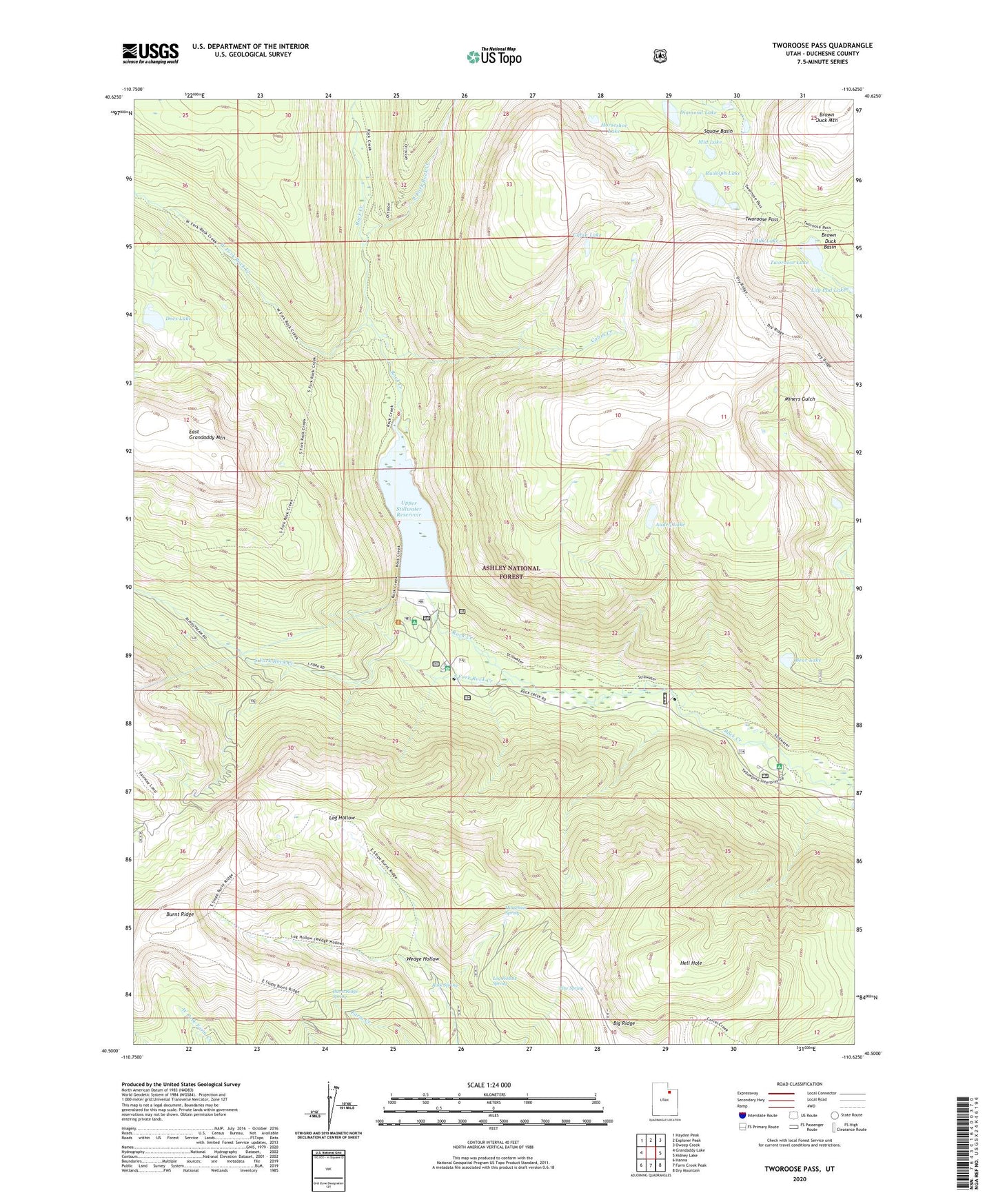 Tworoose Pass Utah US Topo Map Image