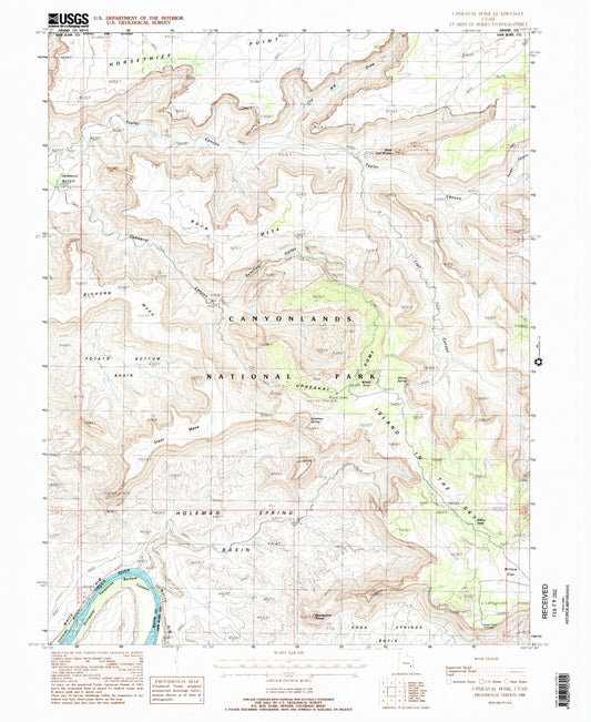 Classic USGS Upheaval Dome Utah 7.5'x7.5' Topo Map Image