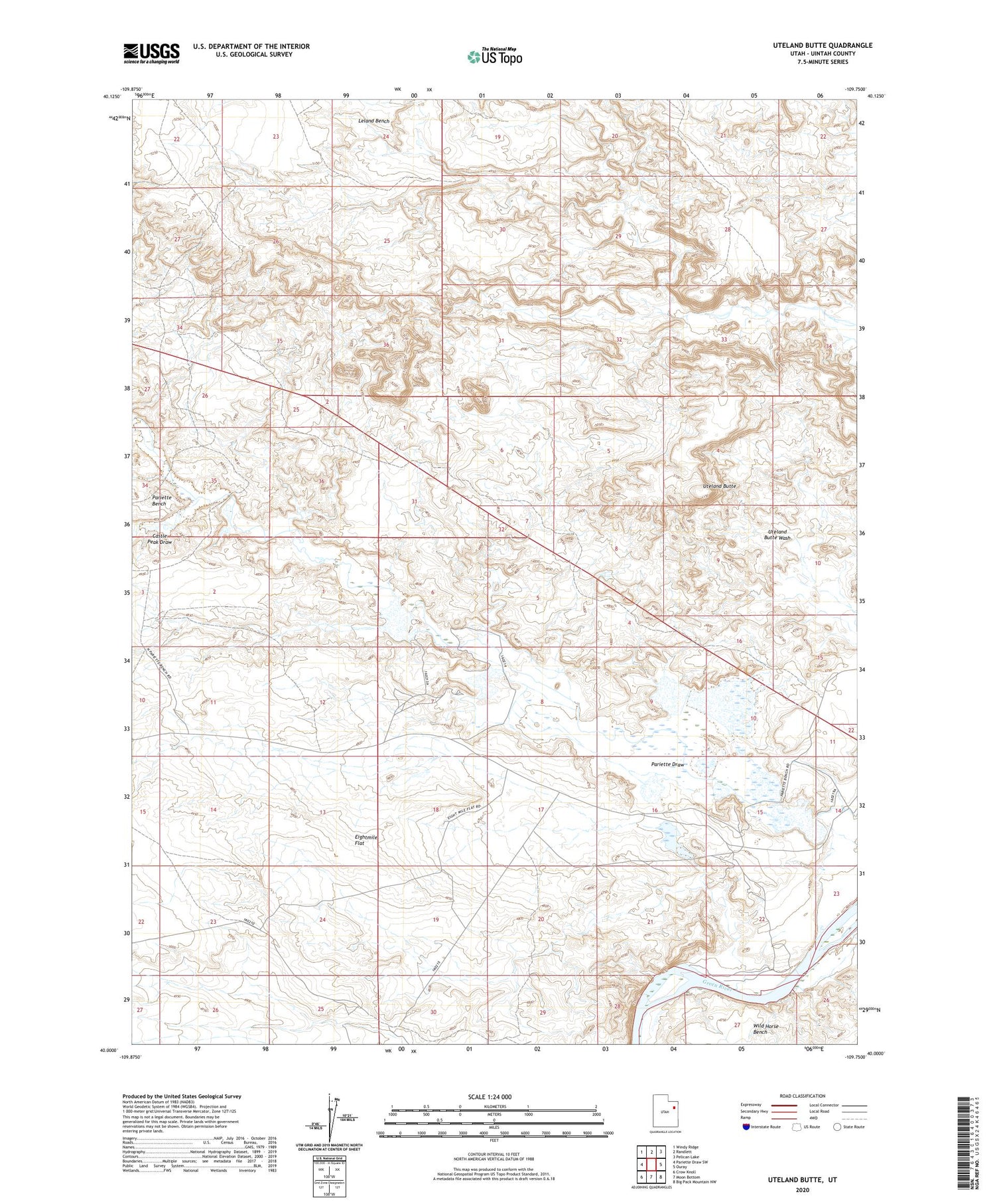 Uteland Butte Utah US Topo Map Image