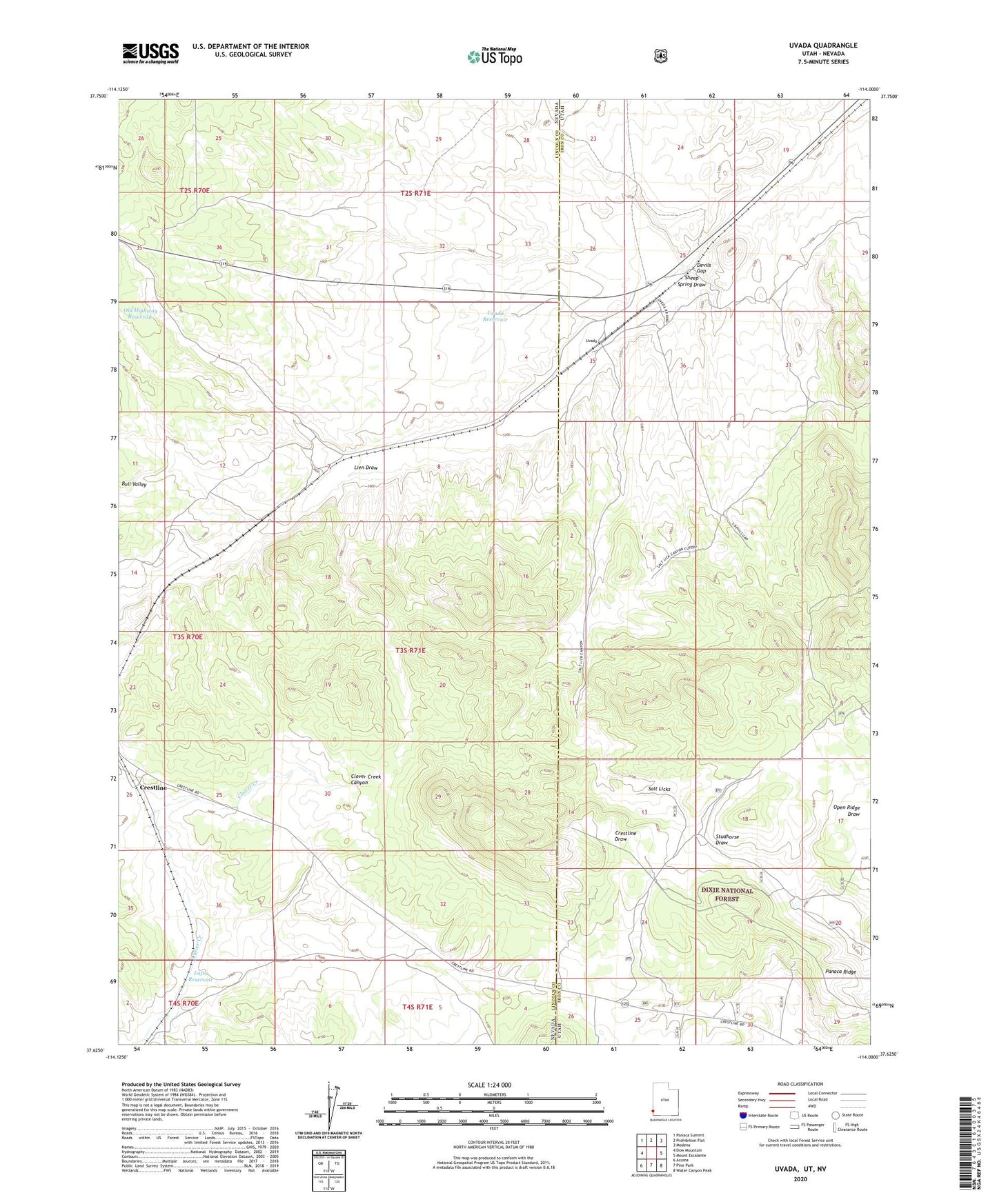 Uvada Utah US Topo Map Image