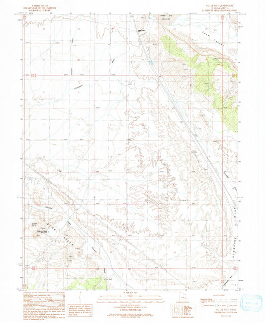 Classic USGS Valley City Utah 7.5'x7.5' Topo Map Image