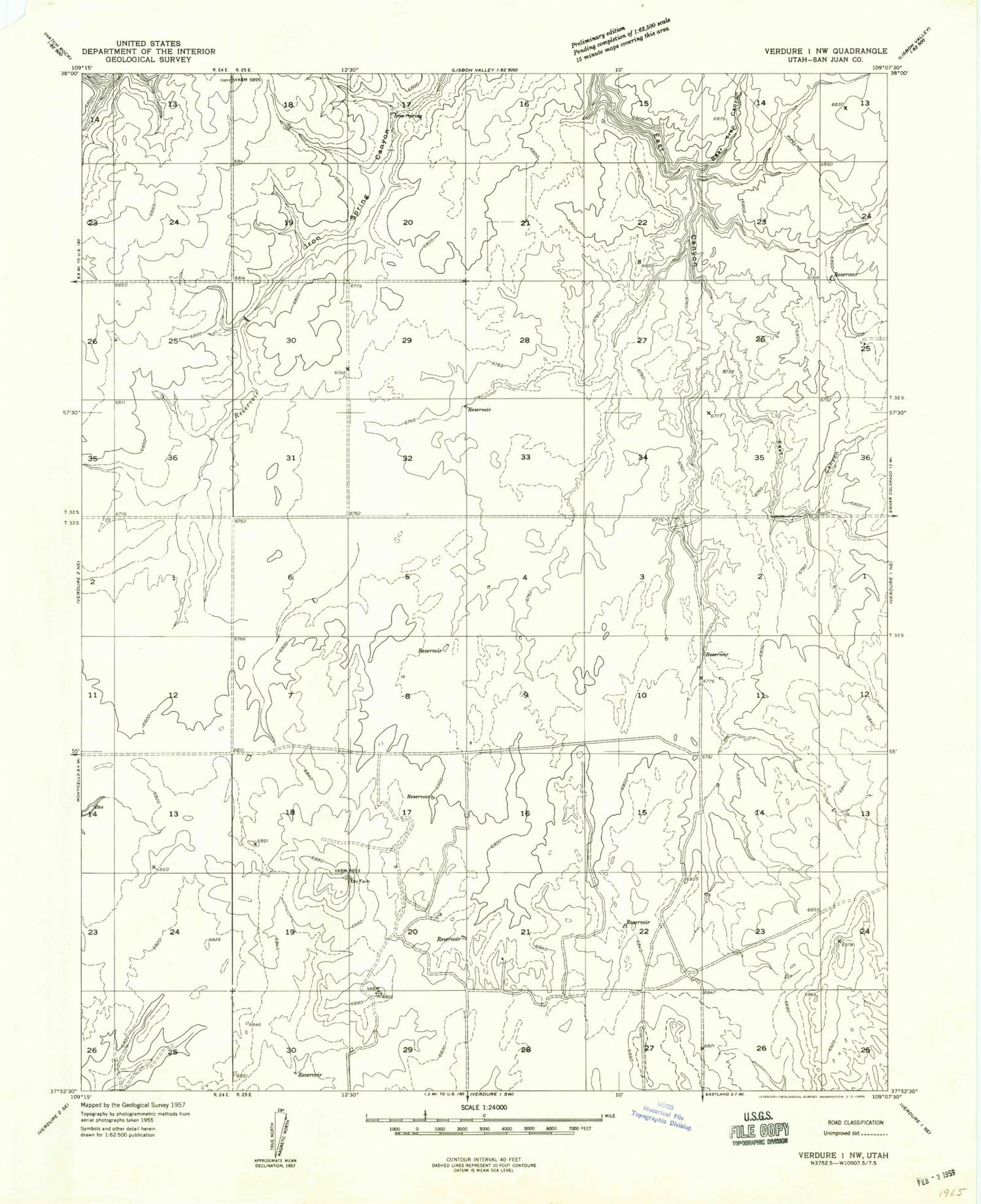 Classic USGS Eastland NW Utah 7.5'x7.5' Topo Map Image