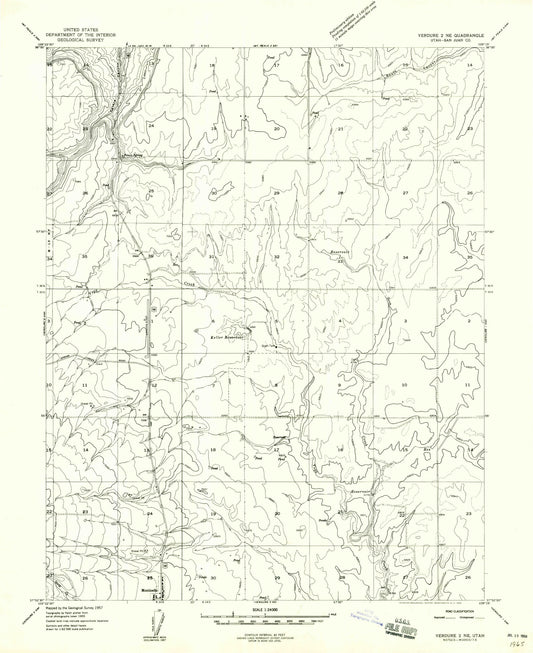 Classic USGS Monticello North Utah 7.5'x7.5' Topo Map Image