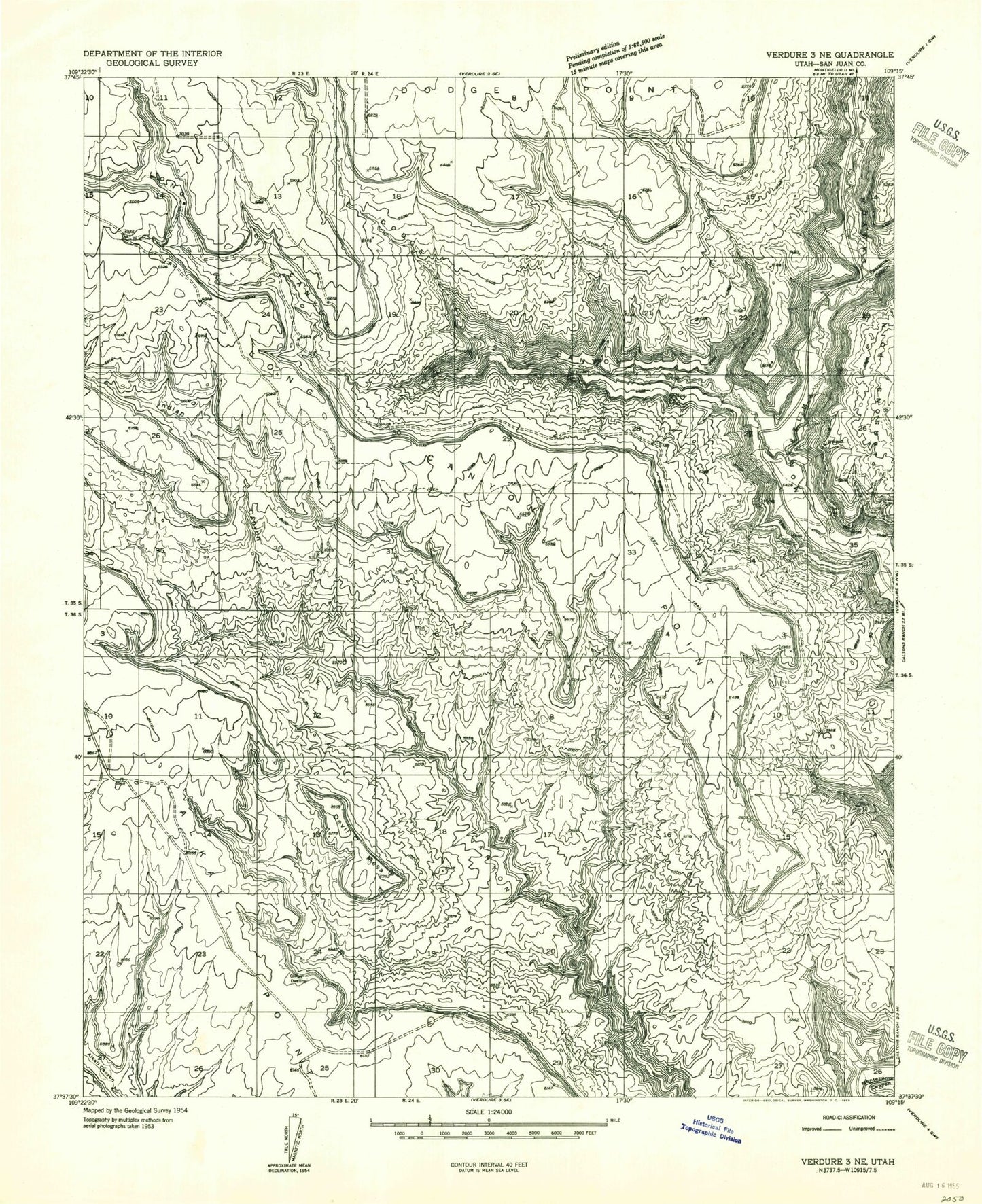 Classic USGS Devil Mesa Utah 7.5'x7.5' Topo Map Image
