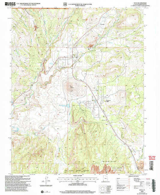 Classic USGS Veyo Utah 7.5'x7.5' Topo Map Image