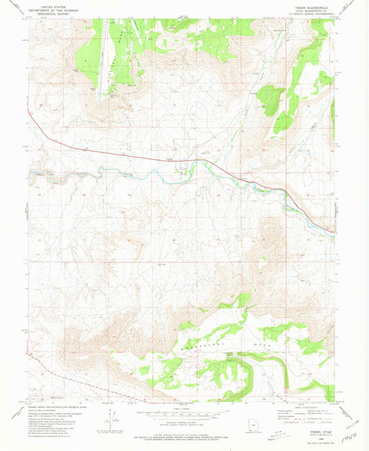 Classic USGS Virgin Utah 7.5'x7.5' Topo Map Image