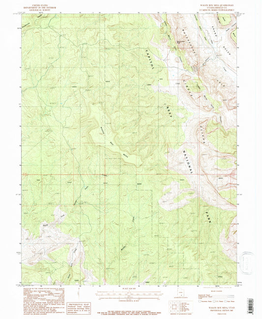 Classic USGS Wagon Box Mesa Utah 7.5'x7.5' Topo Map Image