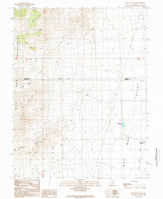 Classic USGS Wah Wah Cove Utah 7.5'x7.5' Topo Map Image