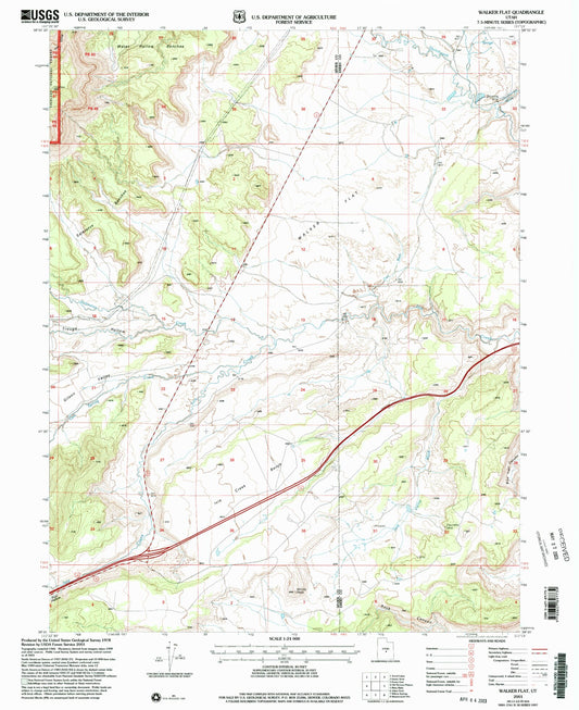Classic USGS Walker Flat Utah 7.5'x7.5' Topo Map Image