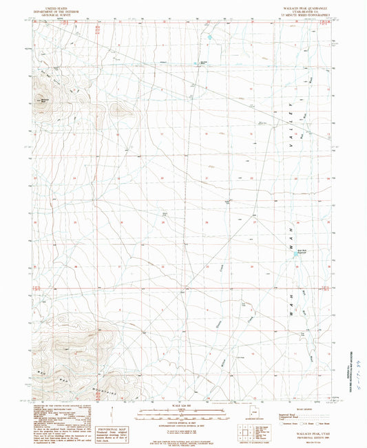 Classic USGS Wallaces Peak Utah 7.5'x7.5' Topo Map Image