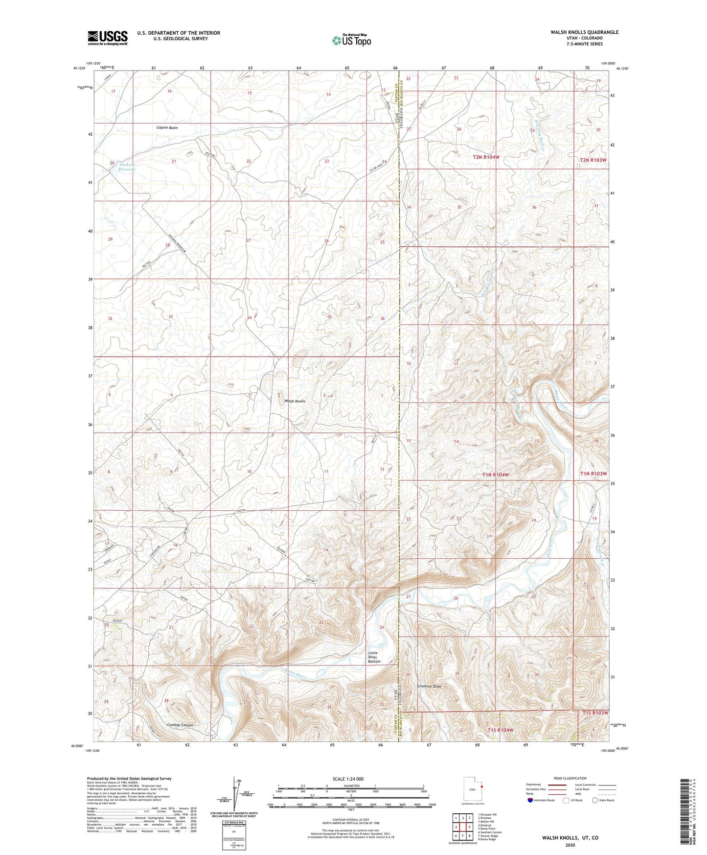 Walsh Knolls Utah US Topo Map Image