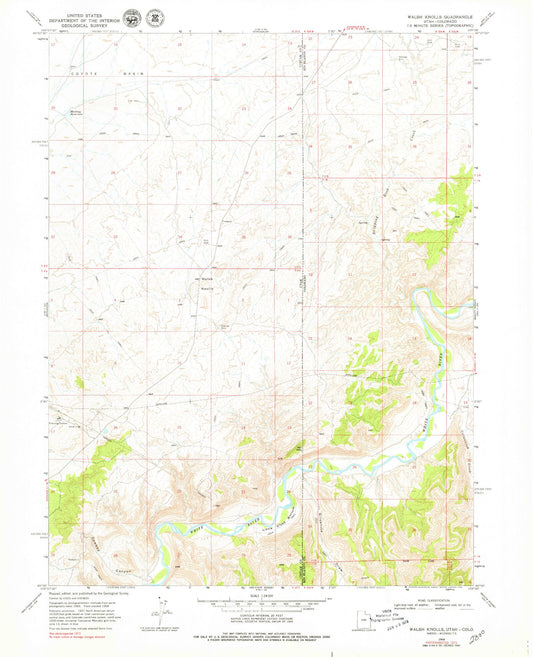 Classic USGS Walsh Knolls Utah 7.5'x7.5' Topo Map Image