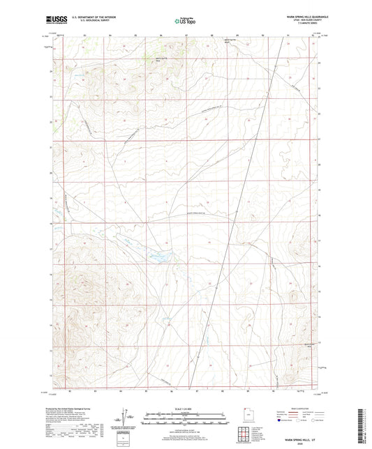 Warm Spring Hills Utah US Topo Map Image
