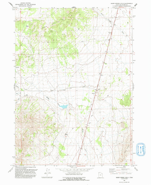 Classic USGS Warm Spring Hills Utah 7.5'x7.5' Topo Map Image