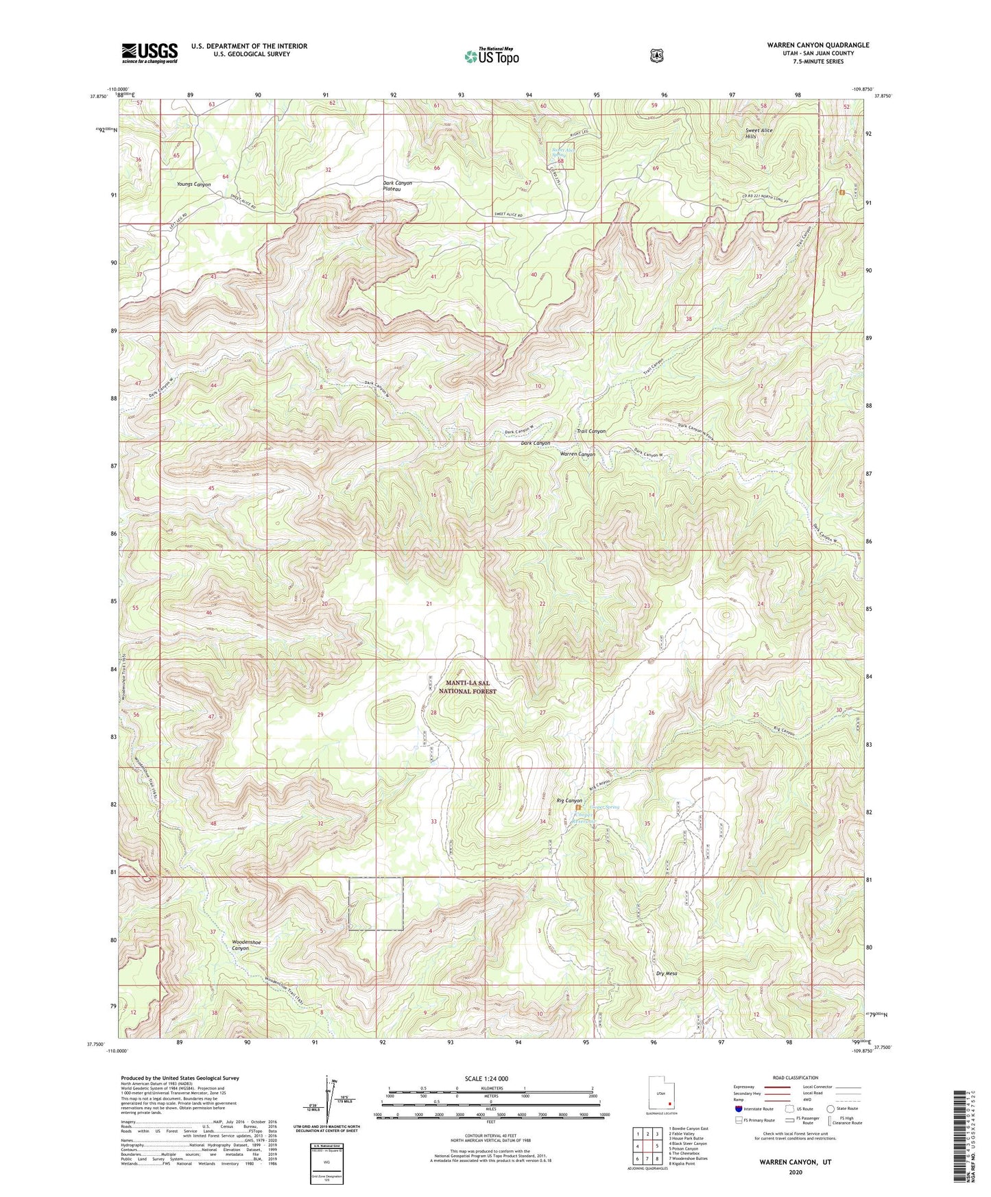 Warren Canyon Utah US Topo Map Image