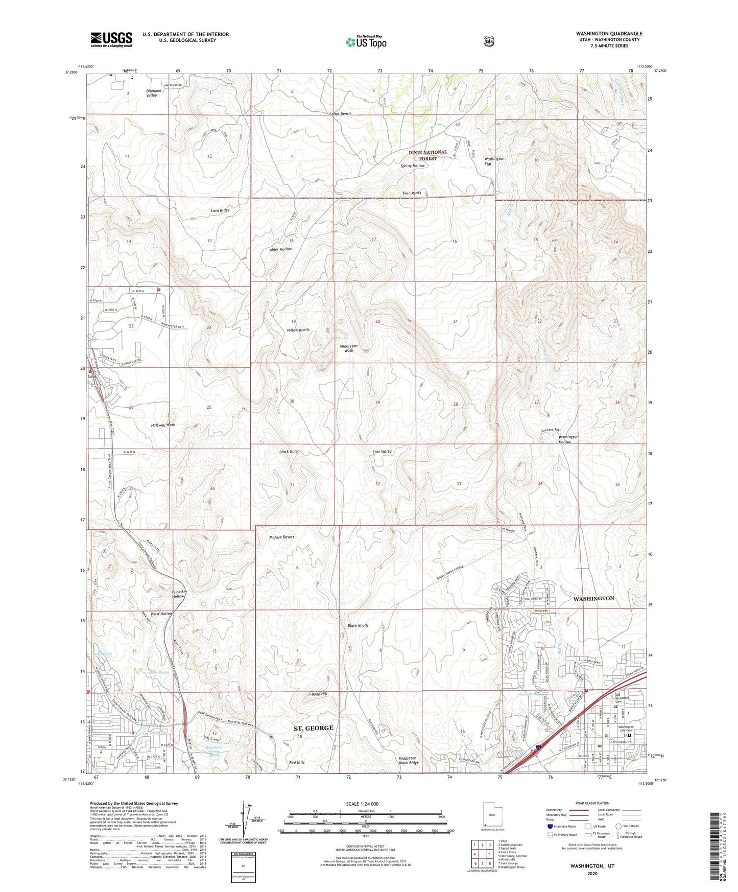 Washington Utah US Topo Map Image