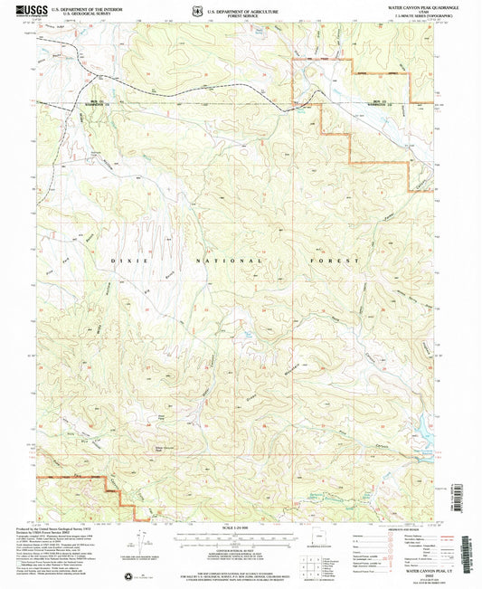Classic USGS Water Canyon Peak Utah 7.5'x7.5' Topo Map Image
