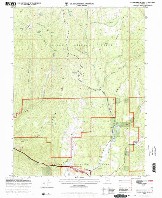 Classic USGS Water Hollow Ridge Utah 7.5'x7.5' Topo Map Image