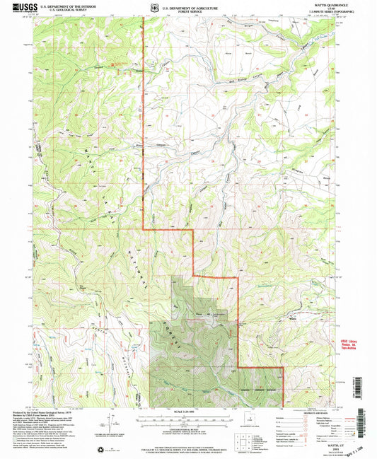 Classic USGS Wattis Utah 7.5'x7.5' Topo Map Image