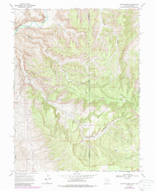 Classic USGS Weaver Ridge Utah 7.5'x7.5' Topo Map Image