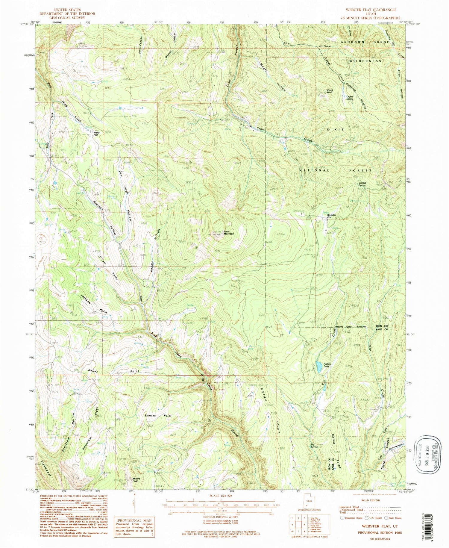 Classic USGS Webster Flat Utah 7.5'x7.5' Topo Map Image