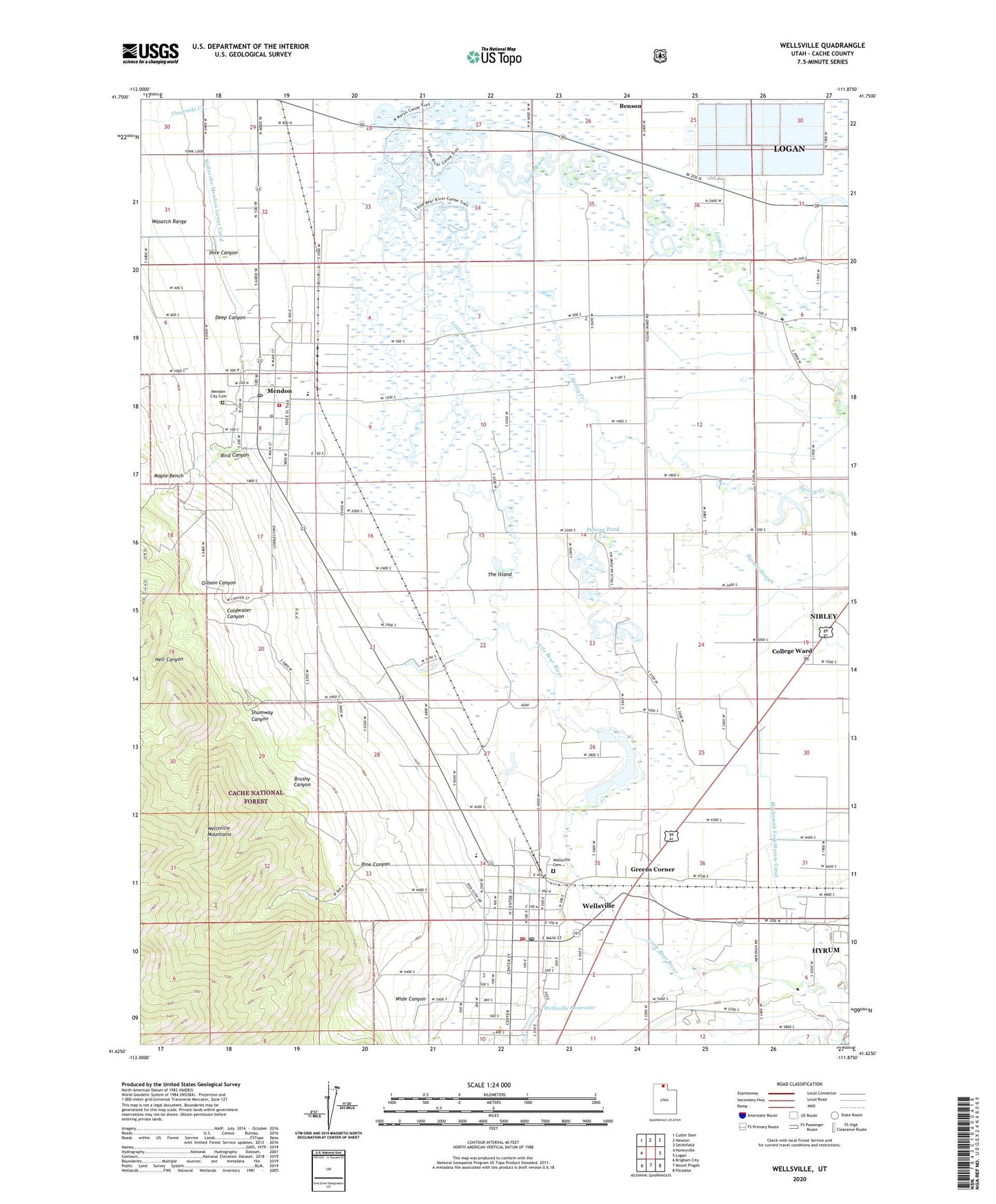 Wellsville Utah US Topo Map Image