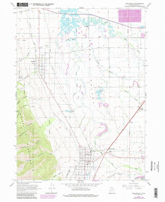 Classic USGS Wellsville Utah 7.5'x7.5' Topo Map Image