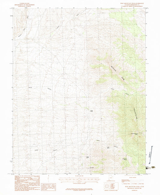 Classic USGS West Mountain Peak Utah 7.5'x7.5' Topo Map Image
