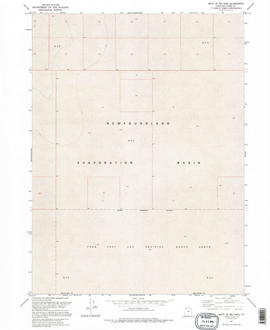 Classic USGS West of Big Pass Utah 7.5'x7.5' Topo Map Image