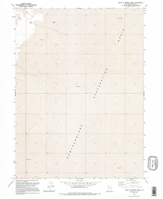 Classic USGS West of Miners Basin Utah 7.5'x7.5' Topo Map Image