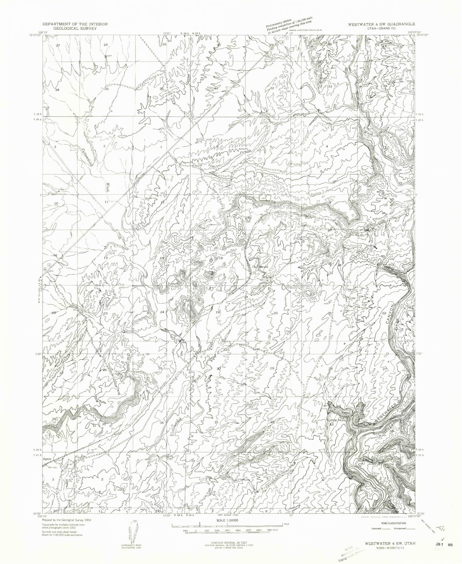 Classic USGS Agate Utah 7.5'x7.5' Topo Map Image