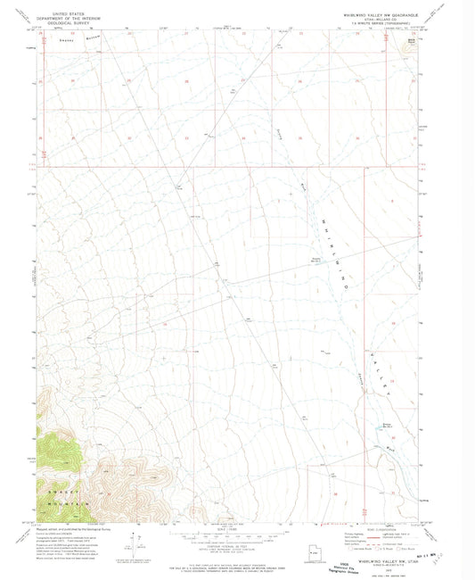 Classic USGS Whirlwind Valley NW Utah 7.5'x7.5' Topo Map Image