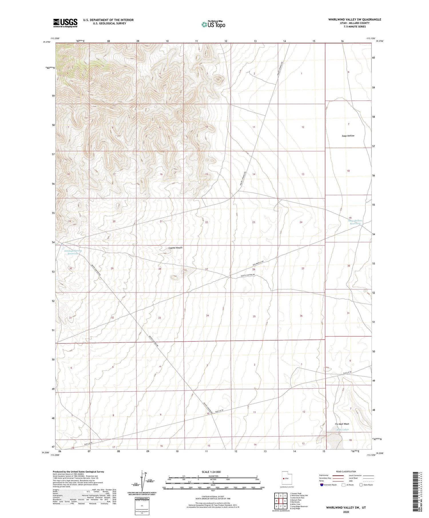 Whirlwind Valley SW Utah US Topo Map Image