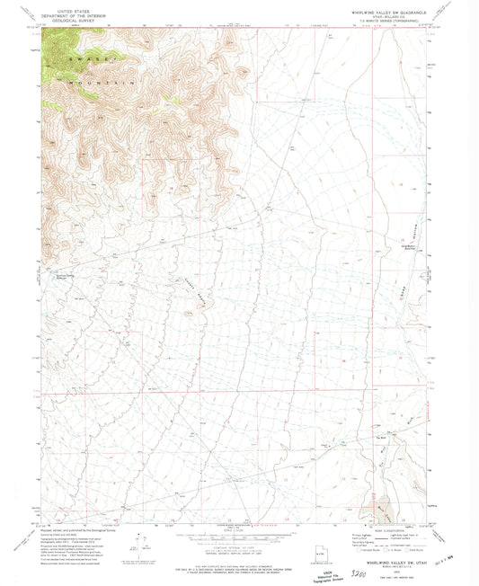 Classic USGS Whirlwind Valley SW Utah 7.5'x7.5' Topo Map Image