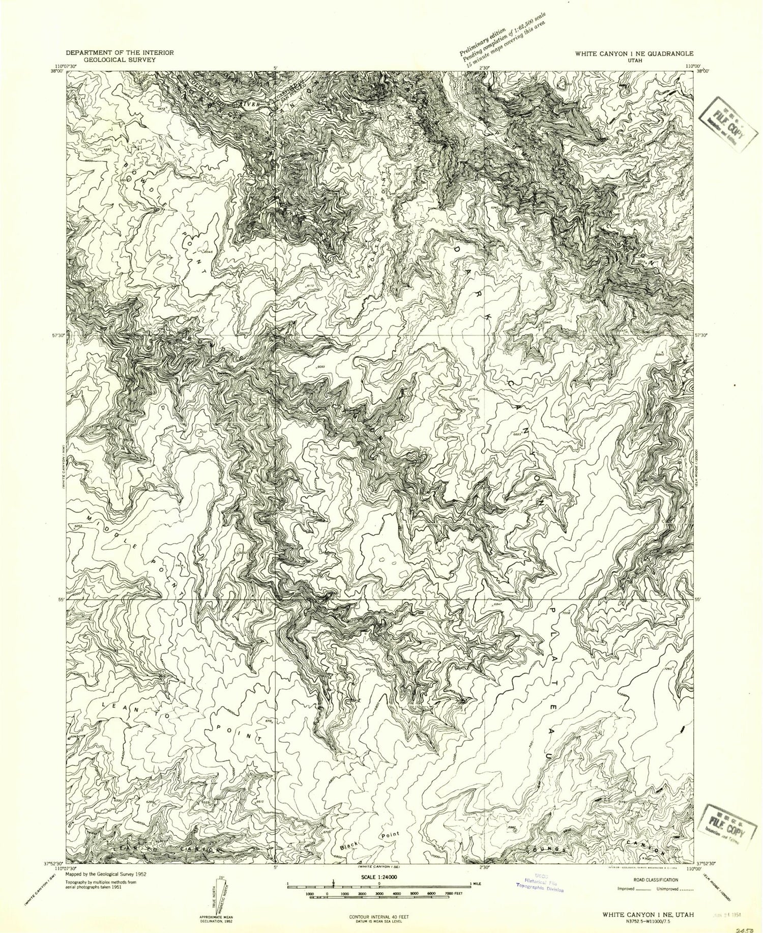 Classic USGS Bowdie Canyon East Utah 7.5'x7.5' Topo Map Image