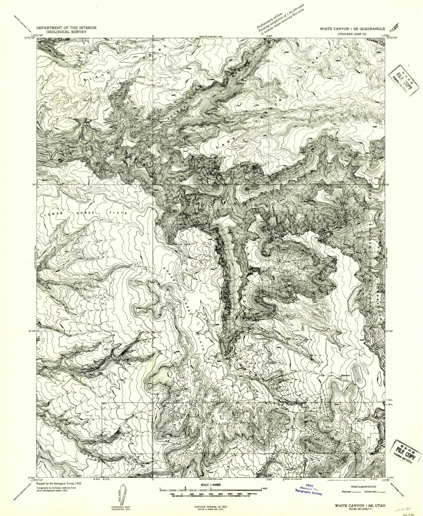 Classic USGS Black Steer Canyon Utah 7.5'x7.5' Topo Map Image