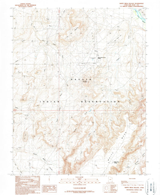 Classic USGS White Mesa Village Utah 7.5'x7.5' Topo Map Image