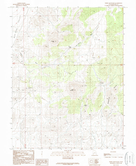 Classic USGS White Mountain Utah 7.5'x7.5' Topo Map Image