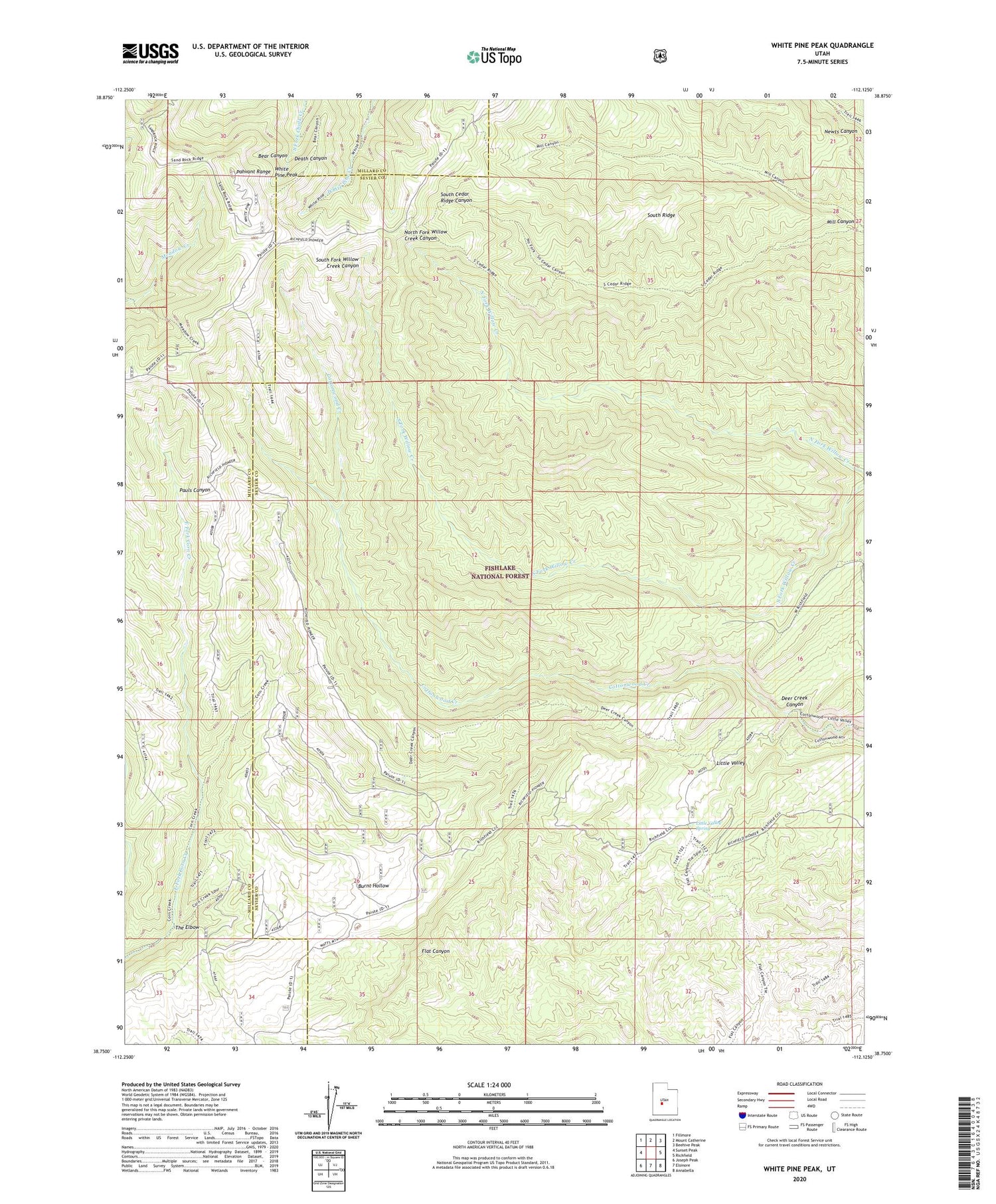 White Pine Peak Utah US Topo Map Image