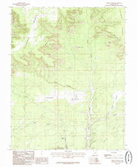 Classic USGS White Tower Utah 7.5'x7.5' Topo Map Image