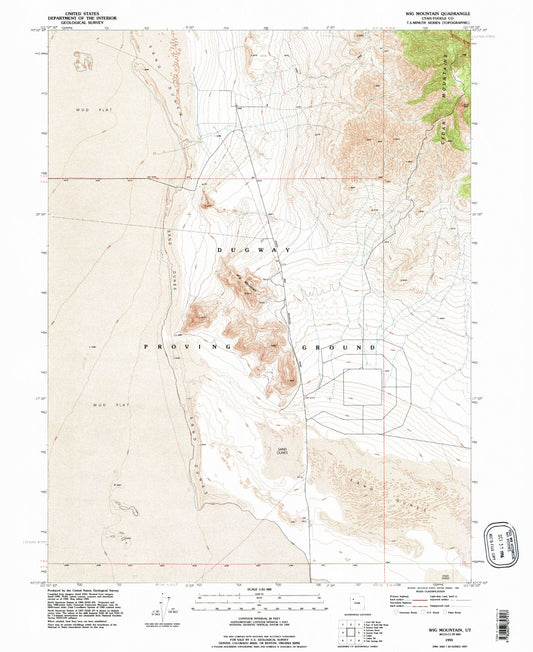 Classic USGS Wig Mountain Utah 7.5'x7.5' Topo Map Image