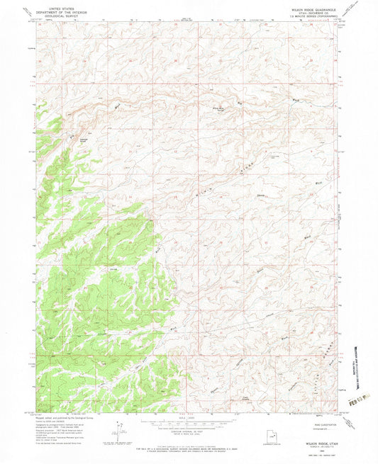 Classic USGS Wilkin Ridge Utah 7.5'x7.5' Topo Map Image